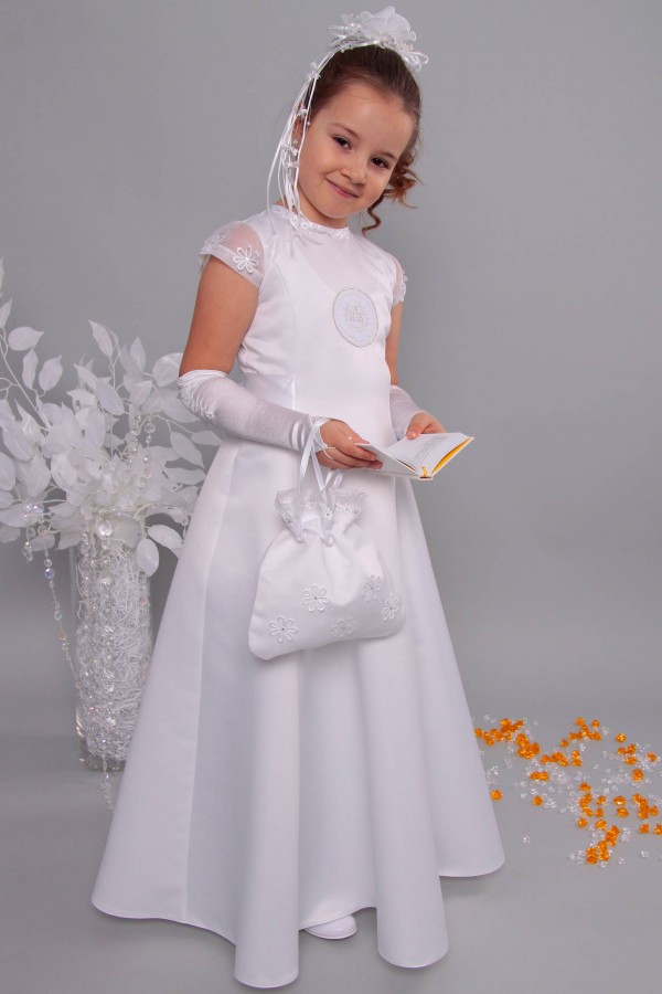 Satin communion dress 15/UK-ST - obraz 4
