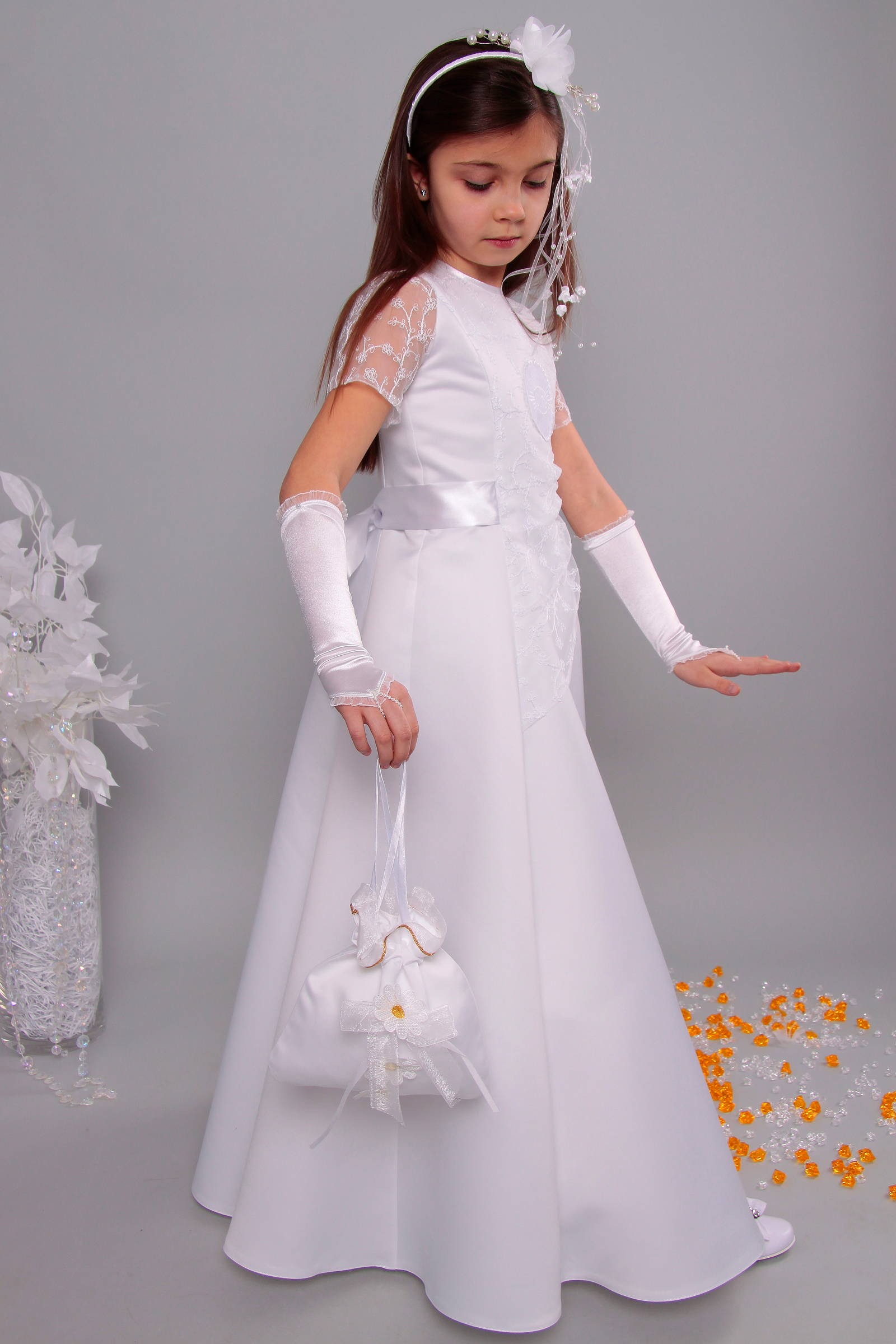 Satin communion dress 12/UK-ST - obraz 4