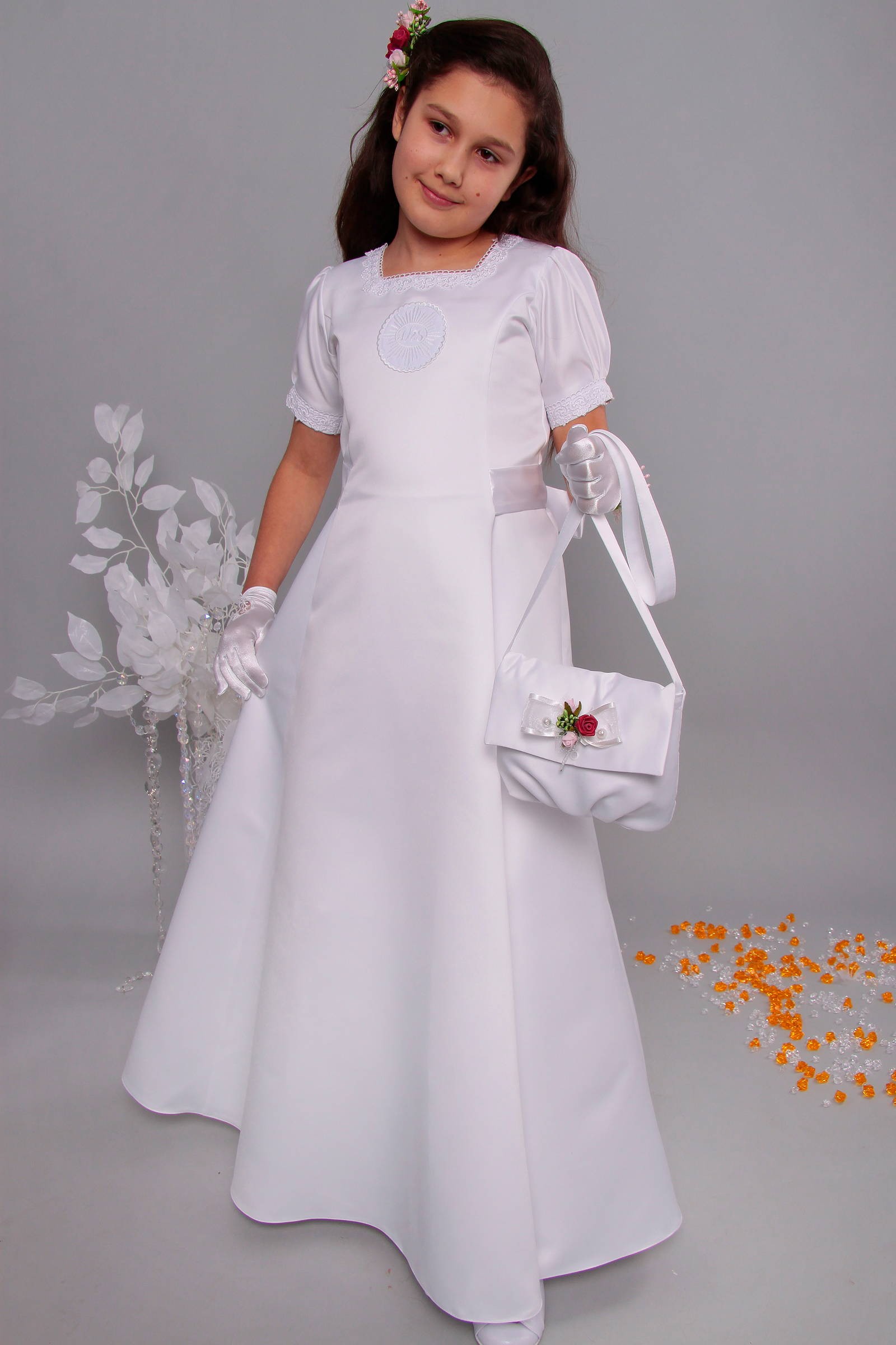 Satin communion dress 9/UK-ST - obraz 5