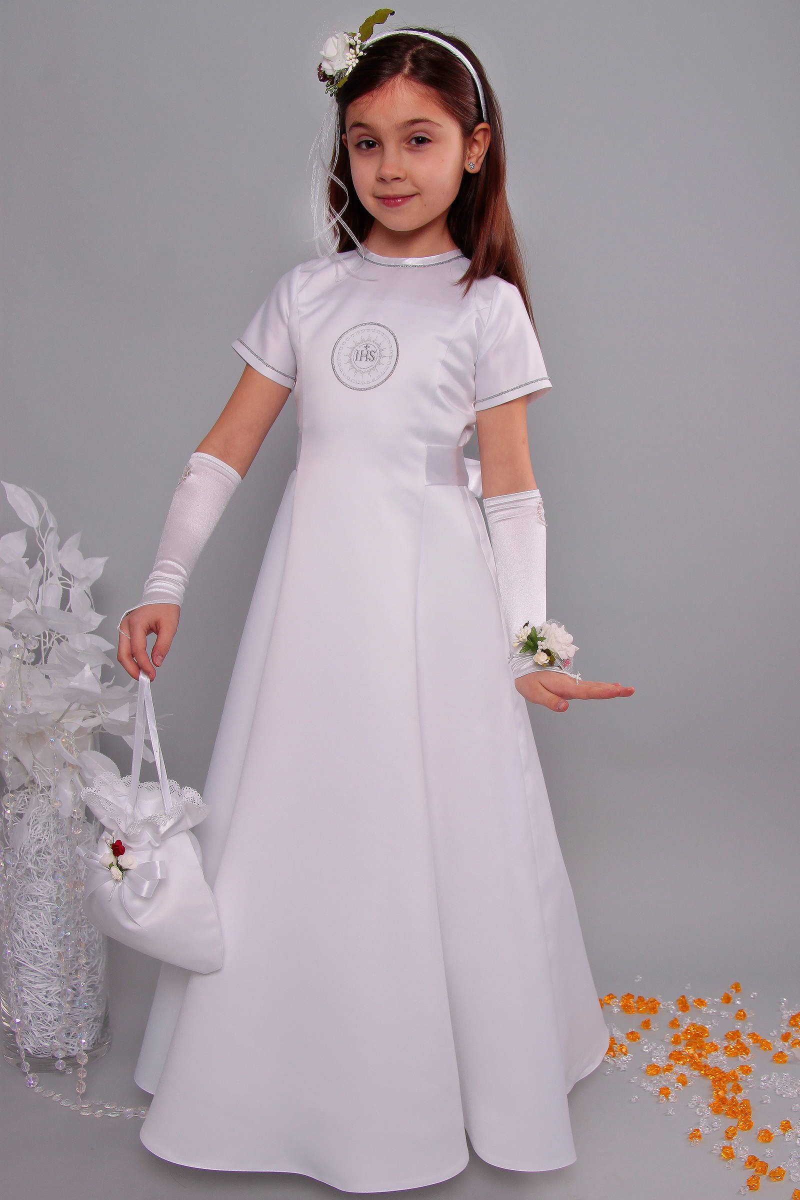 Satin communion dress 8a/UK-ST - obraz 6