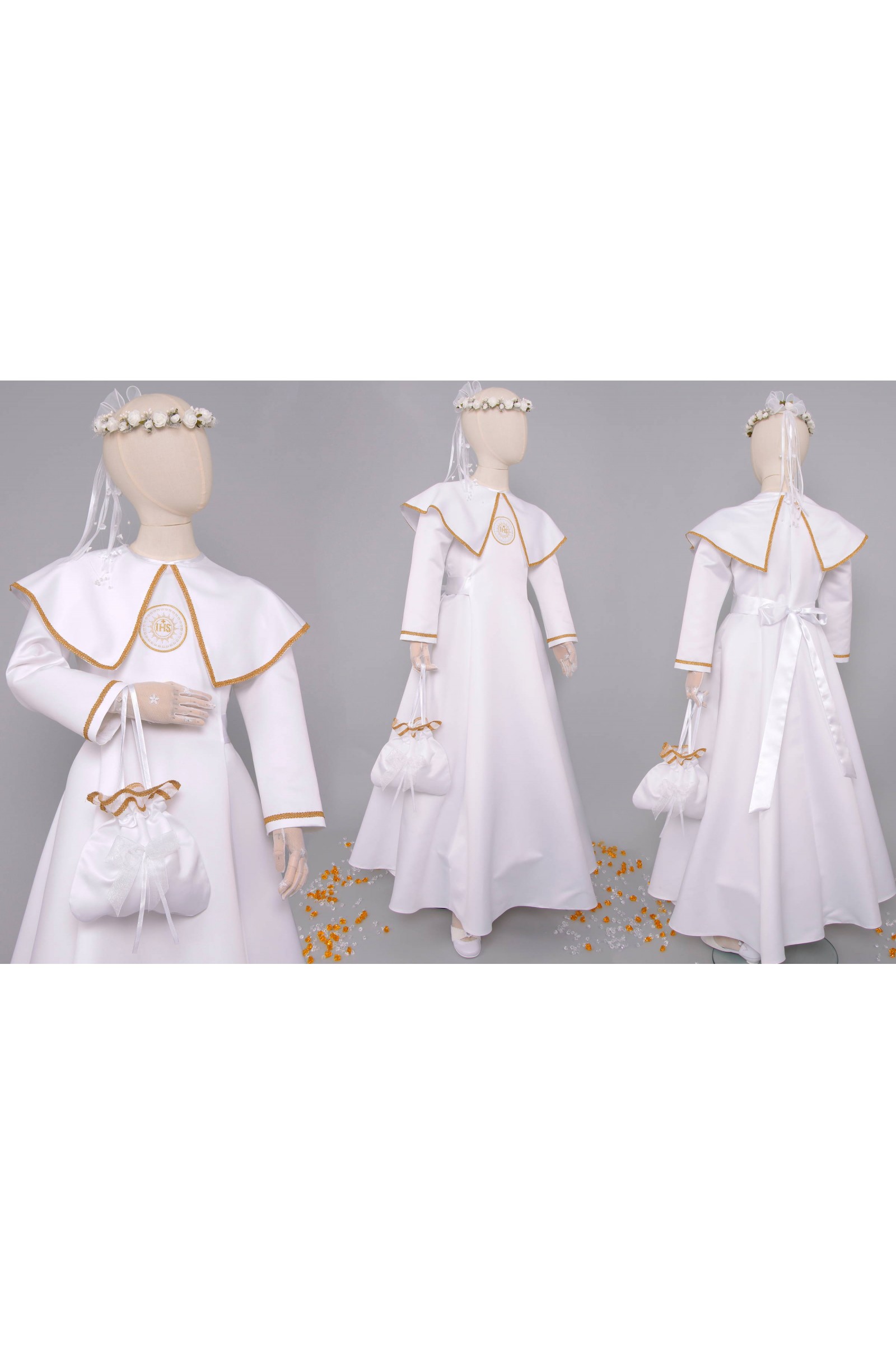 Satin communion dress 11/UK-ST - obraz 7