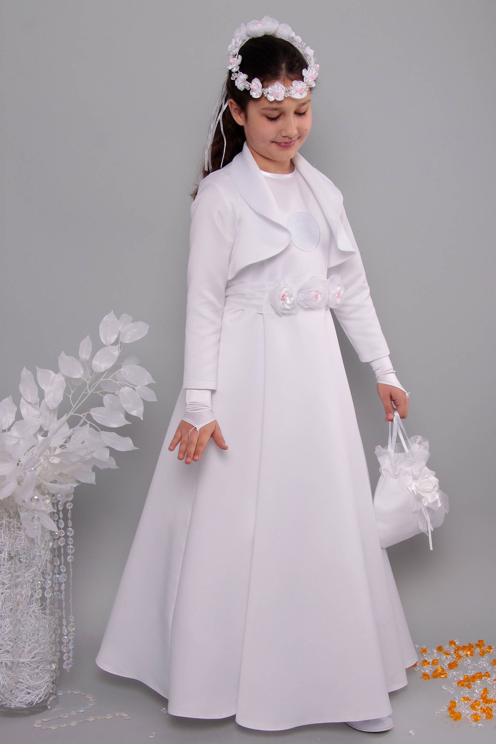 Satin communion dress 17/UK-ST - obraz 4