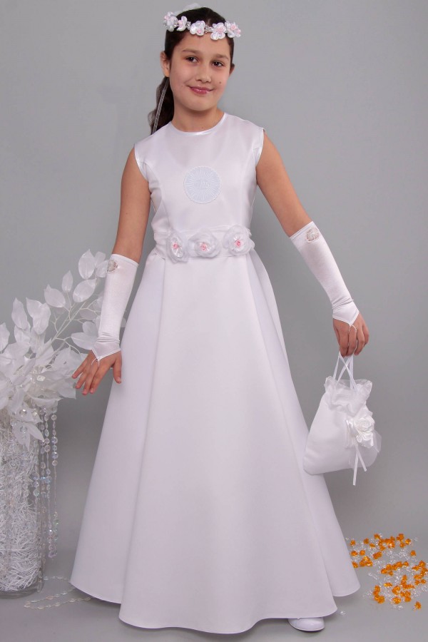 Satin communion dress 17/UK-ST - obraz 5
